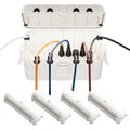 RESTMO 5-Piece Outdoor Waterproof Electrical Box Set – 12.5" x 8.5" x 5" Large & 7.1" x 2.3" x 2.3" Small, Weatherproof Boxes for Power Strip, Outlet, Plug, Socket, Timer, Holiday Light, White by Restmo