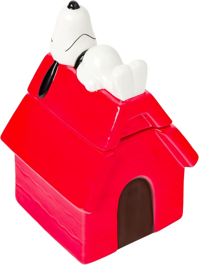 Silver Buffalo Peanuts Sculpted Ceramic Cookie Jar Featuring Snoopy and Snoopy’s House, 5.25” x 5” x 7.75” by SilverBuffalo