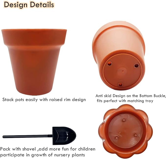 30 Pack Cupcake Plant Nursery Pots with Humidity Dome- Small Plastic Flower Pots with Saucers and Shovel for Indoor Outdoor Seedling Succulent Vegetable - Image 2