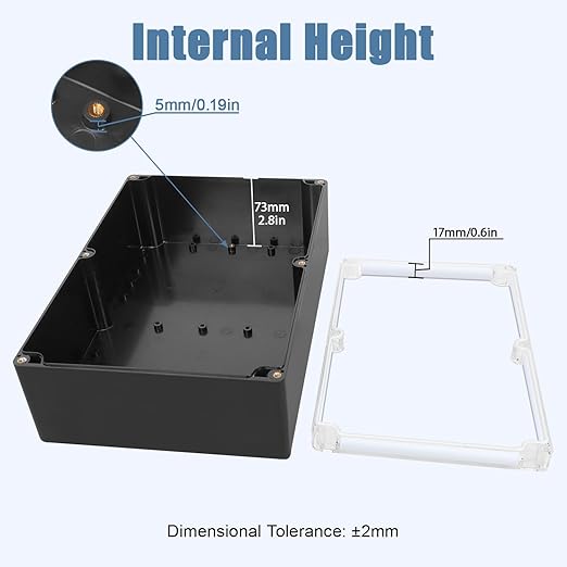 LeMotech Electrical Box Clear Cover Project Box IP65 Waterproof Junction Box ABS Plastic Case Universal Enclosure for Electronics, Black 10.3"x 7.1"x 3.7"(263x182x95mm)(Pack of 1) - Image 3