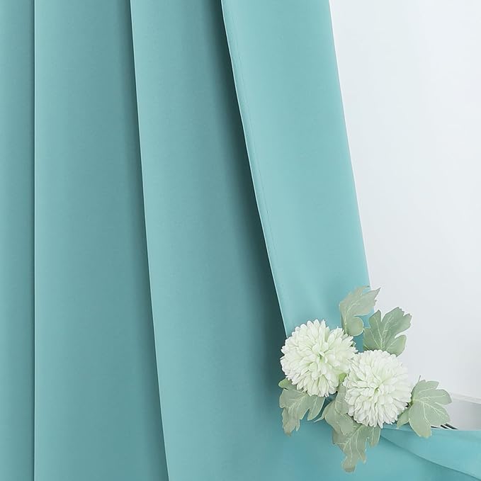 ChrisDowa Blackout Curtains 54 inches Long for Bedroom - 2 Panels Set Grommet Thermal Insulated Room Darkening Curtains for Living Room (Aqua, 38 x 54 Inch) - Image 6