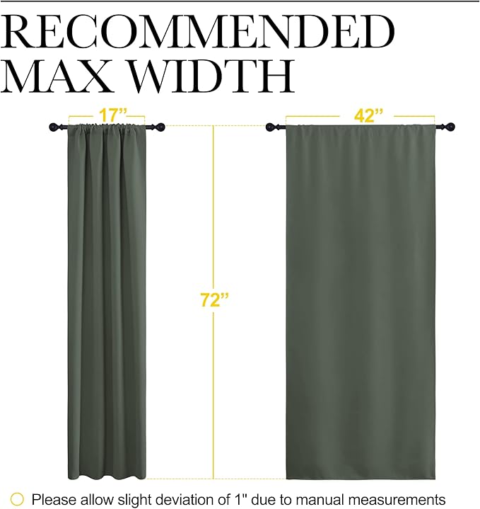 NICETOWN Bedroom Curtains Blackout Draperies - All Season Thermal Insulated Solid Rod Pocket Top Blackout Curtains/Drapes for Kid's Room (Dark Mallard, 1 Pair, 42 x 72 Inch) - Image 7
