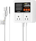 iPower Professional Digital Heating and Cooling Thermostat Controller for Seed Germination, Reptiles and Brewing Breeding Fermenter Greenhouse, Grow Tent, 1200W-White by iPower