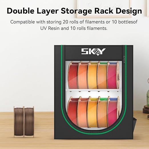 3D Printer Filament Storage Box, Storage Rack for 3D Printing Filaments,Dustproof and Waterproof Storage Box Isolate Pets for Storage Double Layer Storage Rack and Easy to Store 20 roll Pack - Image 3