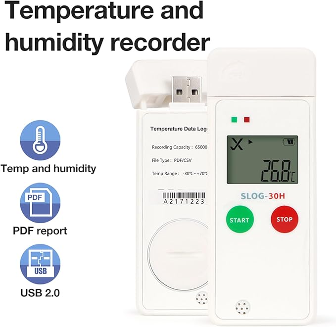 High Accuracy Temperature Humidity Data Logger with LCD Display Alarm Function for Warehouse Cold Chain - Image 5