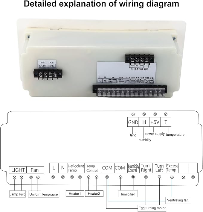XM‑18SD Egg Incubator Controller Large-Screen 5 Modes Intelligent Temperature Humidity Control Thermostat for Chicken Goose Duck(0-99℃ 0-99% Rh)(110V) - Image 3
