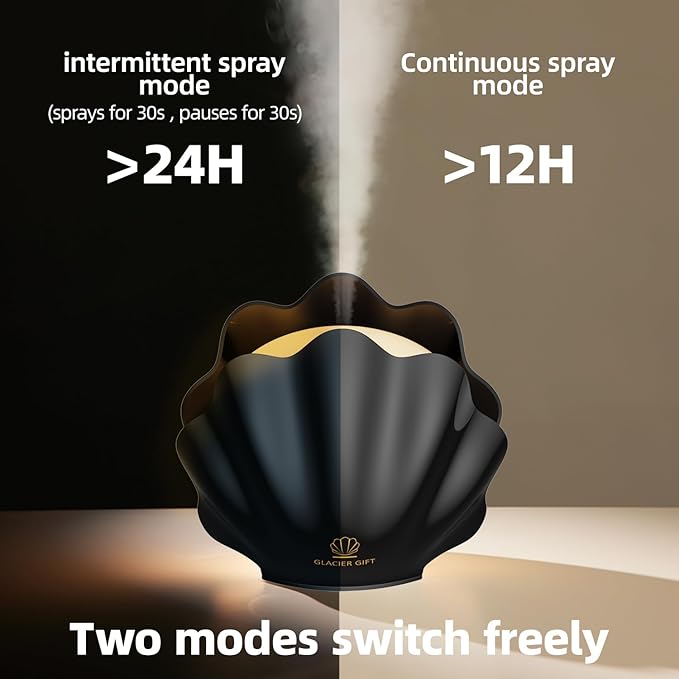 Essential Oil Diffuser 260ML, Shell Aroma Diffuser with Remote Control Humidifier with 7 Colors LED Night Light for Bedroom Home Relaxation (Black) - Image 6