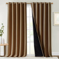 NICETOWN Total Shade Curtains and Draperies, Gold Brown, Package of 2, 62 inches Wide x 95 inches, LongHeavy-Duty Full Light Shading Drapes with Black Liner Backing for Villa/Hall/Dorm Window by NICETOWN