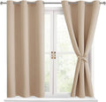 Hiasan Short Blackout Curtains for Bedroom - Thermal Insulated & Energy Saving Window Curtains for Living Room, 2 Drape Panels Sewn with Tiebacks, Beige, 38 x 45 Inch by Hiasan
