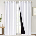 NICETOWN 100% Blackout Window Curtain Panels, Cold and Full Light Blocking Drapes with Black Liner for Nursery, 84 inches Drop Thermal Insulated Draperies (White, 2 Pieces, 70 inches Wide Each Panel) by NICETOWN