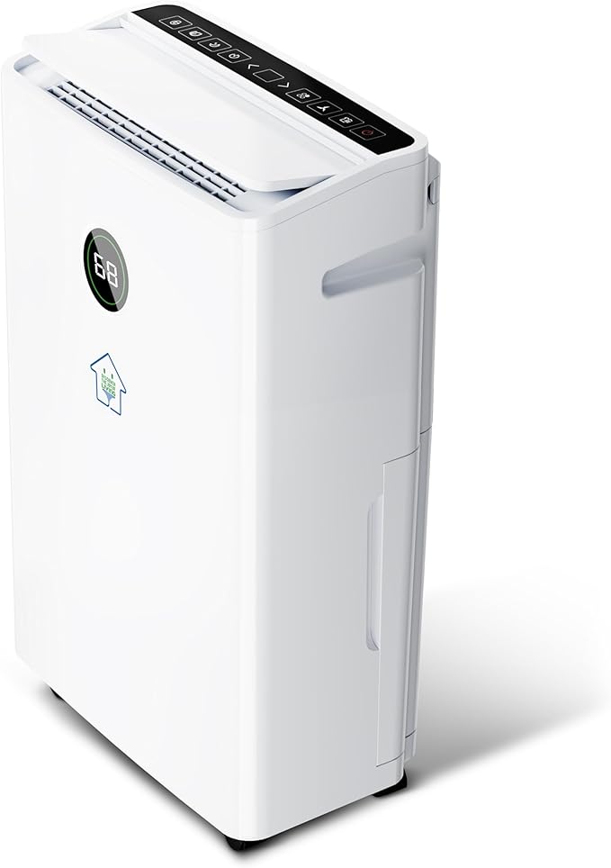 6,500 Sq Ft Smart Home Dehumidifier with Drain Hose, 1.45 Gallons Water Tank, 24 Hr Timer, 60 Pints, High Efficiency Compressor for Large Rooms,Basements, Bathrooms and Bedrooms by WATTSMART