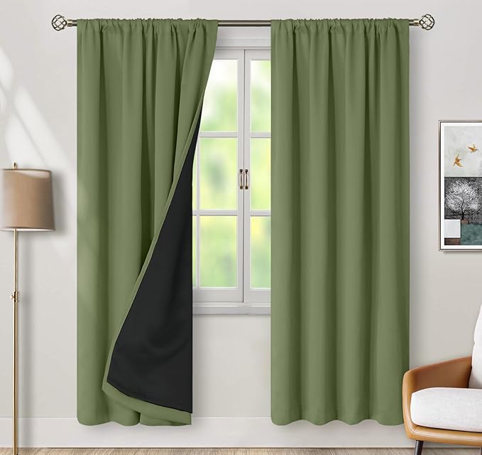 BGment Blackout Curtains for Bedroom, Full Room Darkening Thermal Insulated Soundproof Rod Pocket Window Curtains Drapes 72 Inch Length, 2 Panels, Each Panel 42 Inch Wide, Grass Green by BGment