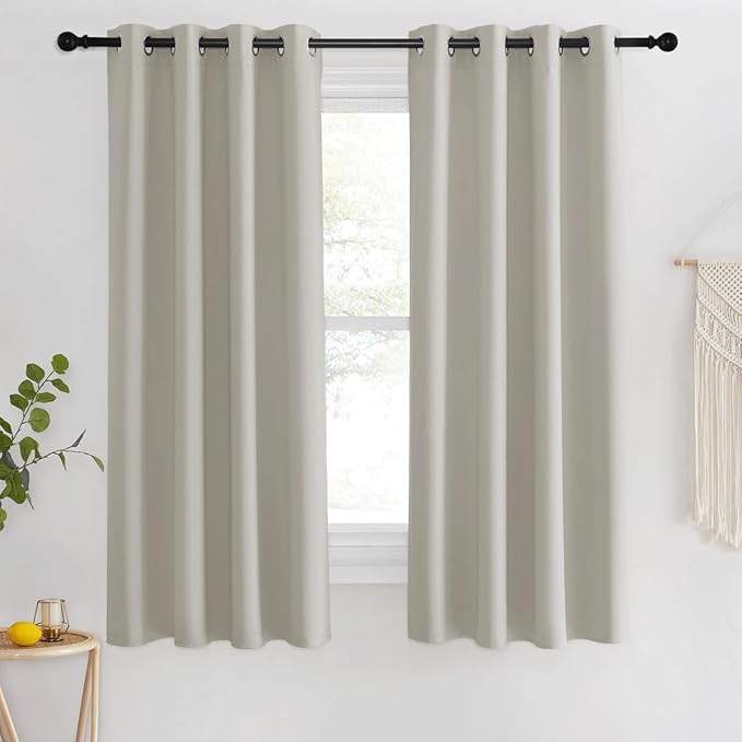 NICETOWN Room Darkening Natural Curtain for Bedroom, Grommet Thermal Insulated Thermal Curtain Light Blocking Window Treatment Sound Reducing for Kitchen, 1 Panel, W46 x L63 by NICETOWN