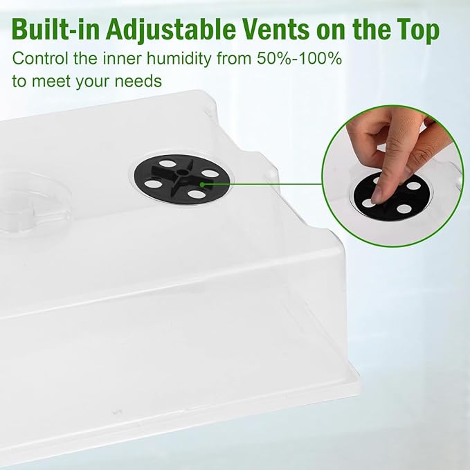 YoleShy 5 Packs Seed Starter Tray with Dome Reusable Plastic Plant Growing Trays with Humidity Domes Thickened Sturdy for Seed Starting Germination Growing Seedling Propagation,14.5"x9" - Image 3