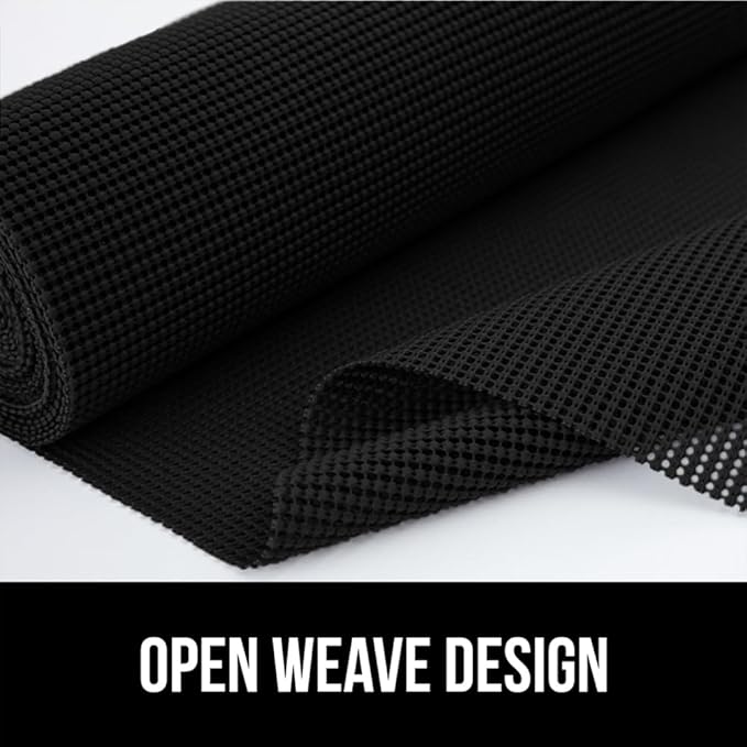 GORILLA GRIP powerGRIP Drawer Shelf and Cabinet Liner, Thick Strong Hold, Non-Adhesive Liners Protect Kitchen Cabinets and Cupboard, Bathroom Drawers, Easy Install, Breathable Mat, 12" x20', Black - Image 7