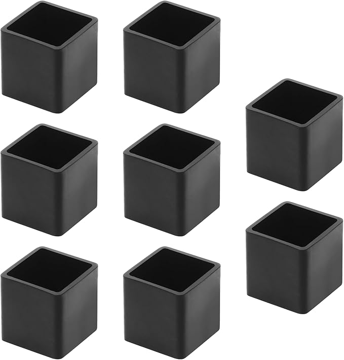 8 Pcs Square PVC Furniture Leg Caps (4/5" x 4/5"), Vinyl Flexible Chair Leg Floor Protectors for Patio Indoor Chair Table Bed, 20mm x 20mm by Bonsicoky