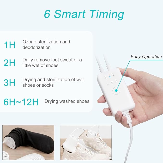 Shoe Dryer and Deodorizer with Timer - Shoes Boots Socks Gloves Dryer Warmer, Adult-Foot-Shaped | No Noise | Strong Wire | US Plug (PM20) - Image 4