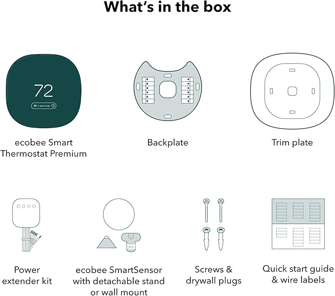 ecobee Smart Thermostat Premium with Smart Sensor and Air Quality Monitor - Programmable Wifi Thermostat - Works with Siri, Alexa, Google Assistant - Image 11