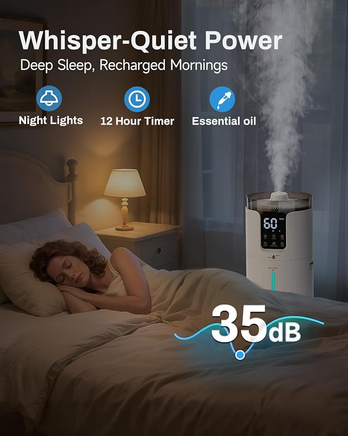 16L Smart Humidifier large room, Whole house Humidifier for Home 1500 sq.ft with APP/Voice/Remote Control, Ultrasonic Cool Mist Humidifiers for Bedroom, Plants, office with Tube, White - Image 5