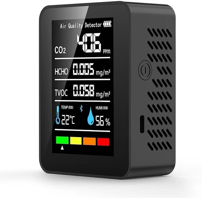 5 in 1 Air Quality Monitor CO2 Meter Carbon Dioxide Detector CO2 CO TVOC HCHO PM2.5 PM1.0 PM10 Temperature Humidity Detection by Unknown