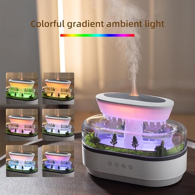 Upgrade Raindrop Humidifier Essential Oil Diffuser with Natural White Noise and Landscape Design，7 Led Colors Change Desktop Diffuser for Home Office Bedroom Waterdrop Diffuser Auto Shut-Off 250ml - Image 3