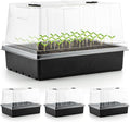 12-Pack Seed Starter Trays with 5'' Tall Humidity Domes – Thick Plastic, Reusable Seedling Tray with Clear Lids for Strong Plant Germination, Ideal Microgreen Growing Trays for Faster Seed Propagation by RooTrimmer