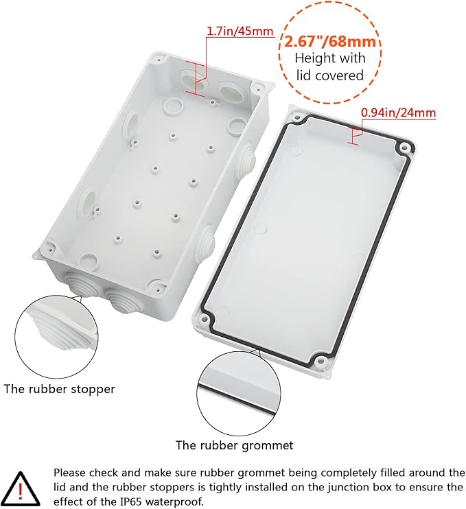 LeMotech ABS Plastic Dustproof Waterproof IP65 Junction Box Universal Electrical Project Enclosure White 7.9 x 3.9 x 2.8 inch (200 x 100 x 70 mm) - Image 4