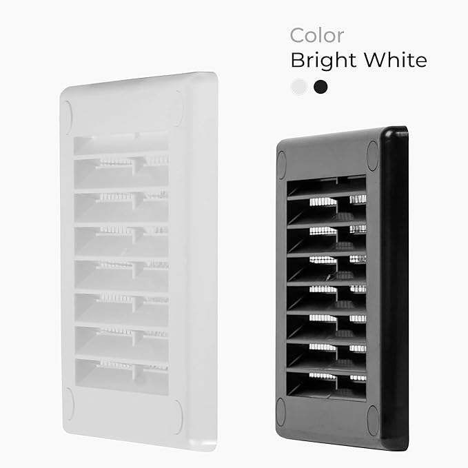 10-Pack 4" x 4" (Outer Size) Square Air Vent Cover – White Plastic Vent Deflector - Screen Mesh, Surface Mount Wall Ceiling – Cold Air Return Soffit Air Vent Cover - Register Indoor Outdoor - Image 2