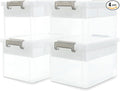 Citylife 17 QT Storage Box with Removable Tray Closet Organizers and Storage Clear Storage Container for Organizing, Craft, Tools, Files, Office Supplies, 4 Packs by Unknown