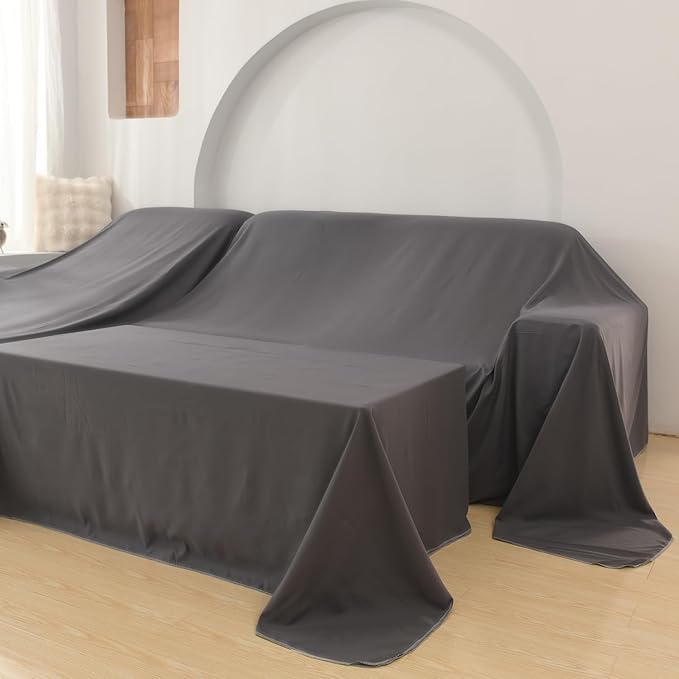 Furniture Cover Multi-Purpose, Indoor and Outdoor Furniture Dust Cover Sofa Cover Dustproof Breathable Mattress Protector Cabinet Cloth Home Dust Block (Dark Gray, 350cm x 450cm(137x177in)) - Image 8