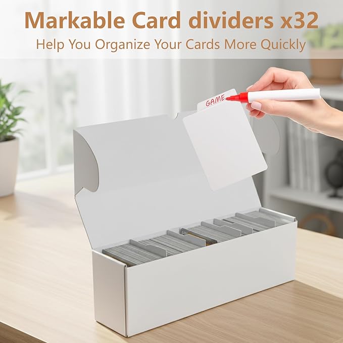 RLAVBL 8-Pack 1100 Count Trading Card Storage Box with 32 Dividers, 15 inch 8800+ Card Box for MTG, TCG, Toploaders, and Sports Cards Organizer - Image 3