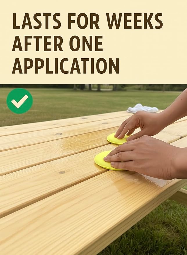 Wood Sunscreen Conditioner & UV Protectant Salve – USA Made Wood Outdoor Protector for Patio Furniture, Tables & Decks. Restores, Nourishes & Shields from Sun & Weather Damage. Long Lasting Protection - Image 6