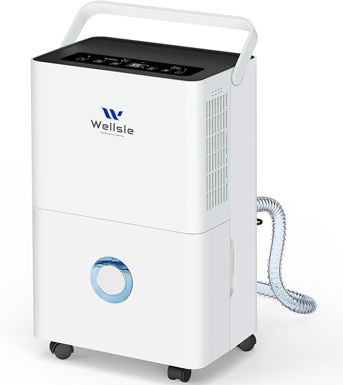 80 Pints 2025 Energy Star Dehumidifier for basement, Smart Humidity Adjustment with 1.32 Gal Water Tank and Drain Hose, Silent & Efficient for Home Bedroom Garage Large Room. by Wellsle