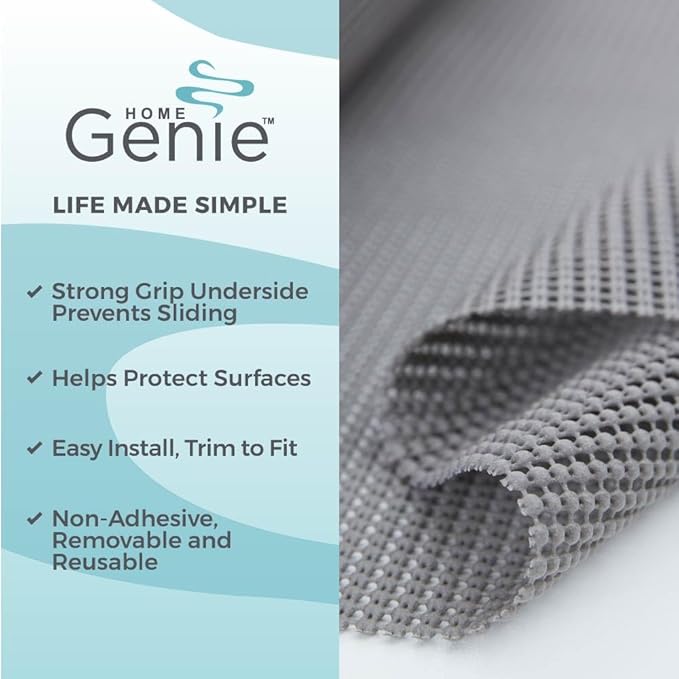 HOME GENIE Shelf Drawer and Cabinet Liner, Durable with Strong Grip, 17.5 in x 20 FT, Non Adhesive Liners Protect Kitchen Cabinets and Cupboard, Pantry, Bathroom Drawers and Shelves, Desks, Soft Gray - Image 2