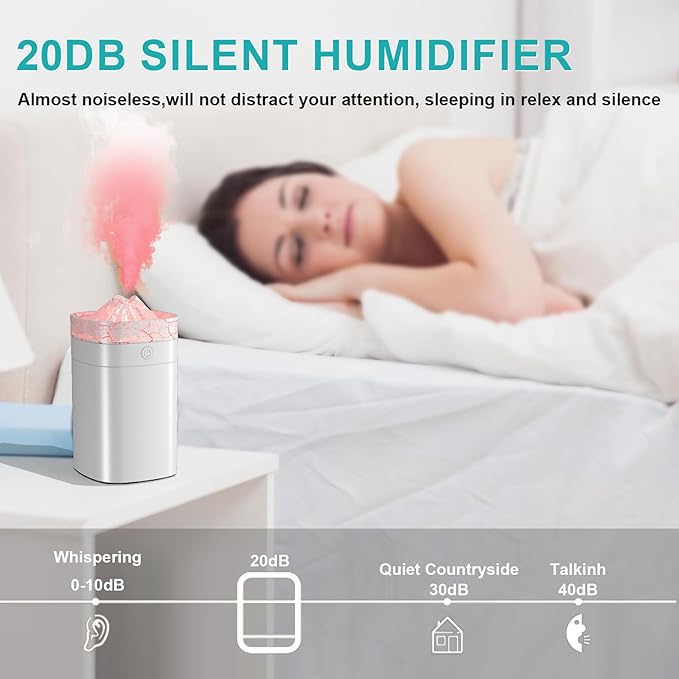 400ml Small Humidifier, Portable Mini Humidifier with 2 Modes Large Spray, USB Personal Desktop Humidifiers for Home Bedroom Car Office Travel Yoga with 7 Color LED Light, Auto Shut-Off, Bass Work - Image 5