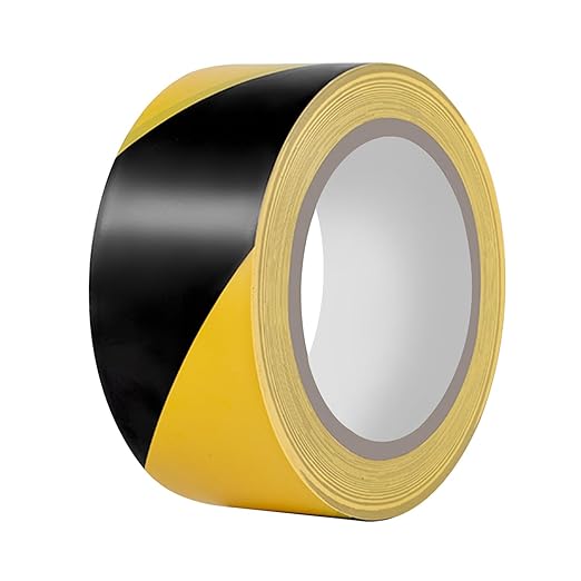 Hazard Tape 2 Inch x 108 Feet Black & Yellow Ultra-Adhesive Hazard Warning Safety Stripe Tape, Adhesive Marking Barrier Tape for Marking Floor, Walls by YEEGRAOU