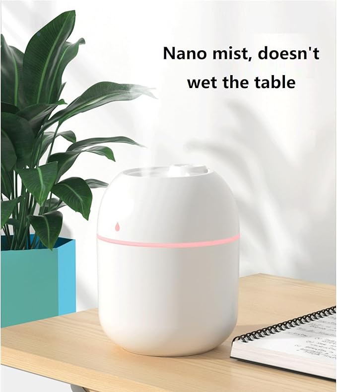 Mini USB Humidifier - Large Capacity, Ultra-Quiet 20dB, 2 Modes (Continuous/Intermittent) with Anti-Dry Burn & Night Light, Nano Mist for Room/Car/Office Desk (<10㎡) (Pink, 420ml) - Image 5