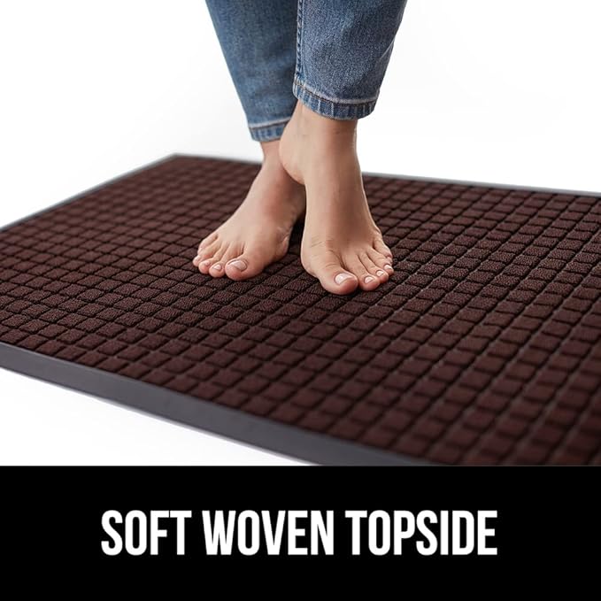 GORILLA GRIP 100% Waterproof All-Season WeatherMax Doormat, 60x24, US Designed Natural Rubber, Stain and Fade Resistant, Low Profile Indoor Outdoor Door Mats, Easy Clean Patio Mat, Coffee Squares - Image 7