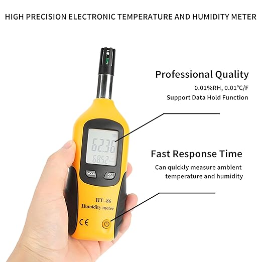 HT-86 Temperature Humidity Meter 2 in 1 Portable Digital Hygrometer Thermometer Humidity Gauge Monitor Indoor Outdoor with Wet Bulb Dew Point Double Display for Industry Agriculture Meteorology - Image 2