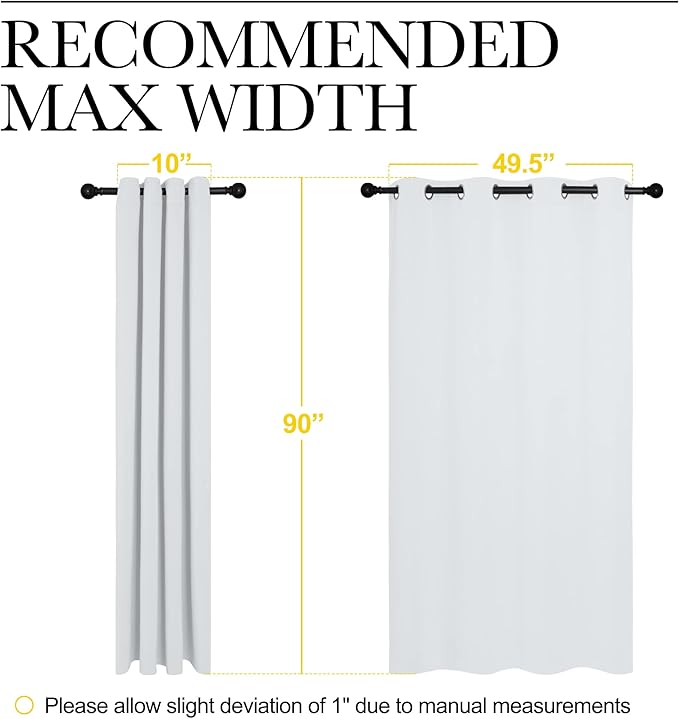 NICETOWN Room Darkening Curtain Panels - Home Fashion Ring Top Thermal Insulated Room Darkening Curtains for Bedroom/Nursery (2 Panels, 55 inches W x 90 inches, Greyish White) - Image 7