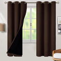 BGment Thermal Insulated 100% Blackout Curtains for Bedroom with Black Liner, Double Layer Full Room Darkening Noise Reducing Grommet Curtain (42 x 72 Inch, Brown, 2 Panels) by BGment