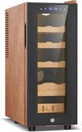 Electric Cooler Cabinet 35L with Temperature and Humidity Control, Leather Finish, Spanish Cedar Wood Shelves and Safety Lock (300 Counts Capacity), Gift for Men by FoMup