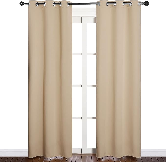 NICETOWN Room Darkening Draperies Window Curtain Panels, Thermal Insulated Grommet Room Darkening Curtains for Bedroom (Biscotti Beige, 2 Panels, W34 x L84 -inch) by NICETOWN