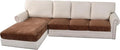 H.VERSAILTEX Velvet Stretch Sectional Couch Covers 4 Pieces Sofa Seat Cushion Covers L Shape Separate Cushion Couch Chaise Cover for Both Left/Right Couch (Large Sofa 3 Seater + 1 Chaise, Caramel) by HVERSAILTEX