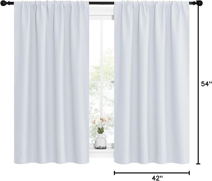 NICETOWN Greyish White Window Curtain Panels - Thermal Insulated Rod Pocket Room Darkening Curtain Sets for Bedroom (Platinum - Greyish White, 2 Panels, 42 by 54) - Image 10
