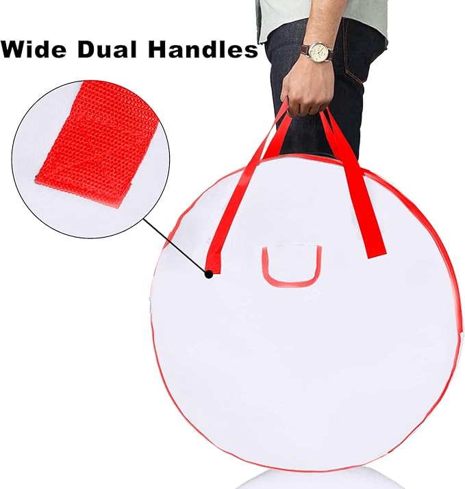Christmas Wreath Storage Bag 36inch -Large Christmas Wreath Storage Container-Durable Oxford Fabric, Dual Zippered, Easy to Slip The Wreath in & Out, Protect Wreath Garlands from Dust-White,Pack of 2 - Image 3
