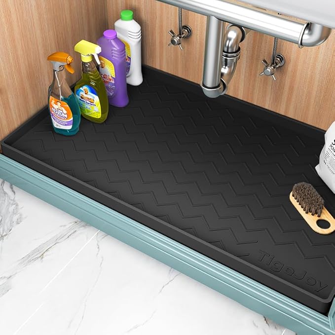 TigeJoy 22" x 19" Under Sink Mats for Kitchen Waterproof, Leak-Proof Silicone Mat Sink Protector and Cabinet Liner, Kitchen Essentials Organizer and Storage, Boot or Shoe Tray, Pet Feeding Mat by TigeJoy
