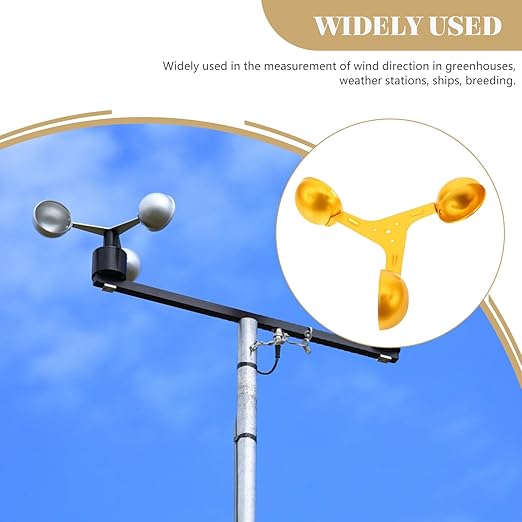 Cup Aluminum Anemometer Wind Speed Sensor Replacement Wind Measurement Part for Outdoor Weather Stations Greenhouses Agriculture Yellow for Accurate Airflow Monitoring - Image 4