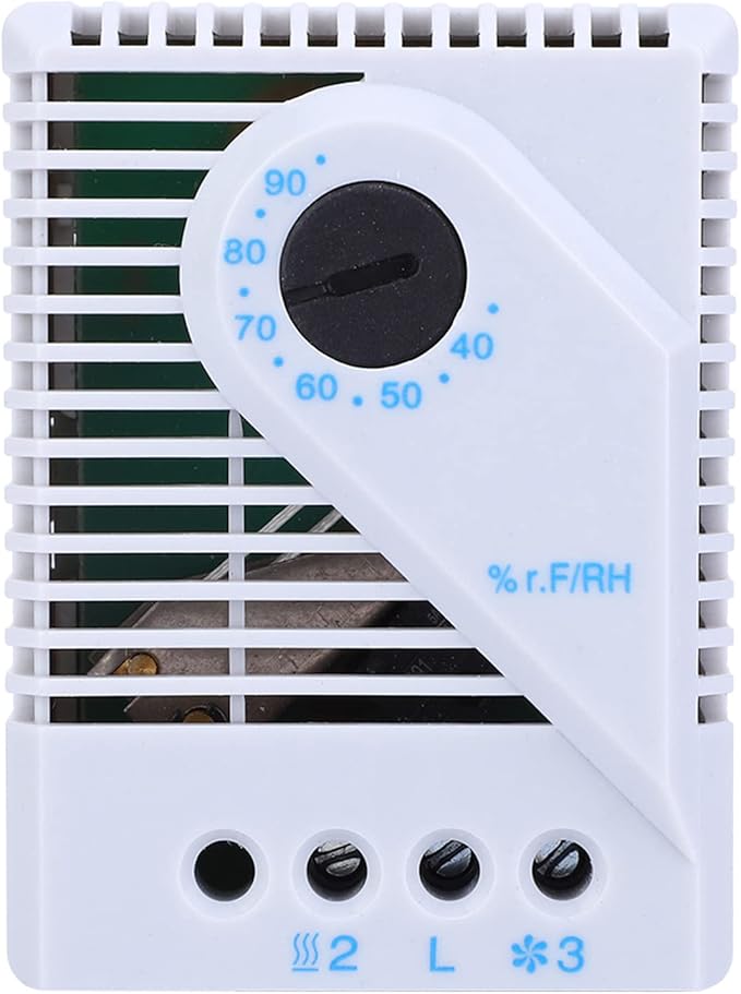 MFR012 Mechanical Humidity MFR012, Humidity Controller Hygrostat Fan Heater for TV Cabinet 12-250V Input with Back Rail Slot and PC Material Case (MFR012) - Image 3