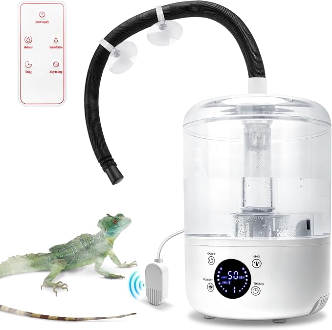 Reptile Humidifier Fogger - 4L Reptile Fogger with Humidity Control Sensor, Timer & 3 Adjustable Mist Levels, Touch & Remote Control, Reptile Mister for Reptiles Amphibians Snake Herps by YINDUZ